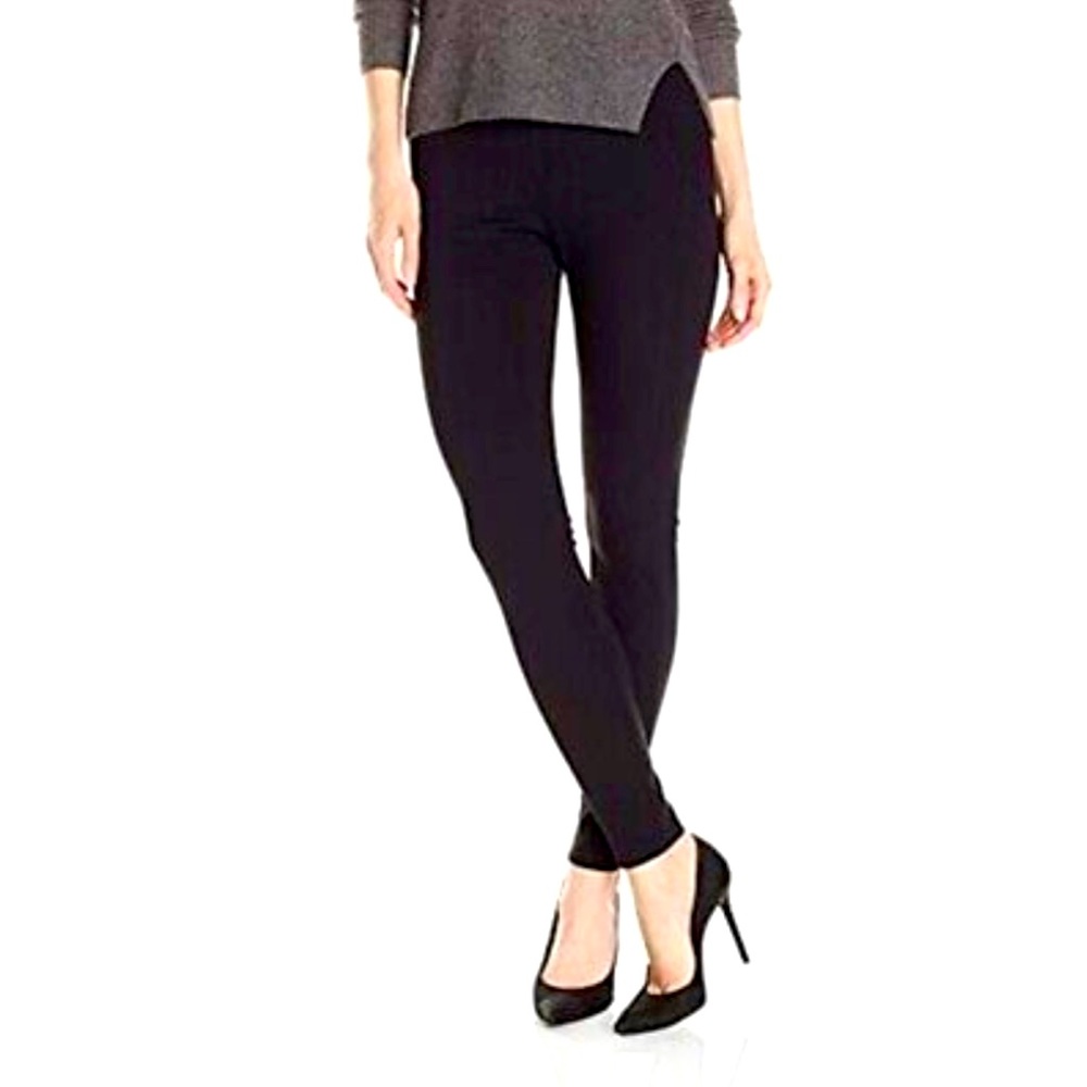 Three Dots Black Ponte Seamed Leggings